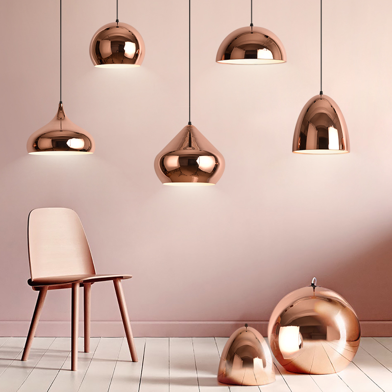 Nordic chandelier creative modern light luxury restaurant simple American style single head rose gold bar industrial style personalized lamps