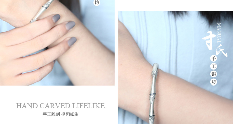 Inch Bạc Vân Nam Pure Handmade S999 Full Silver Snowflower Bạc Tre Bạc Bracelet Bạc Hàn Quốc Cá tính Cổ điển Sterling Bạc Bracelet vòng tay nam