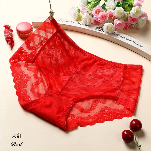Sự ra đời của năm màu đỏ đồ lót gợi cảm của phụ nữ siêu mỏng ren giữa eo liền mạch lưới phụ nữ trong suốt tóm tắt cám dỗ - Giống cái quần lót nữ cao cấp