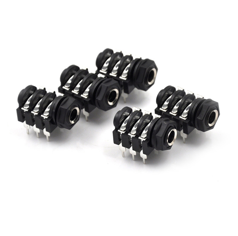 5个一份 6.35mm 耳机插座 麦克风插座音频母座 带螺纹螺母 6脚 6P