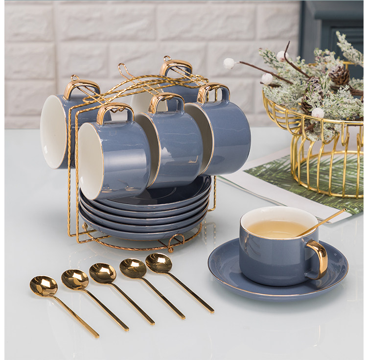 English Style Light Lavish Ceramic Coffee Cup Saucer Tea Cup Saucer Upscale Coffee Tea Set Water Cup Home Suit