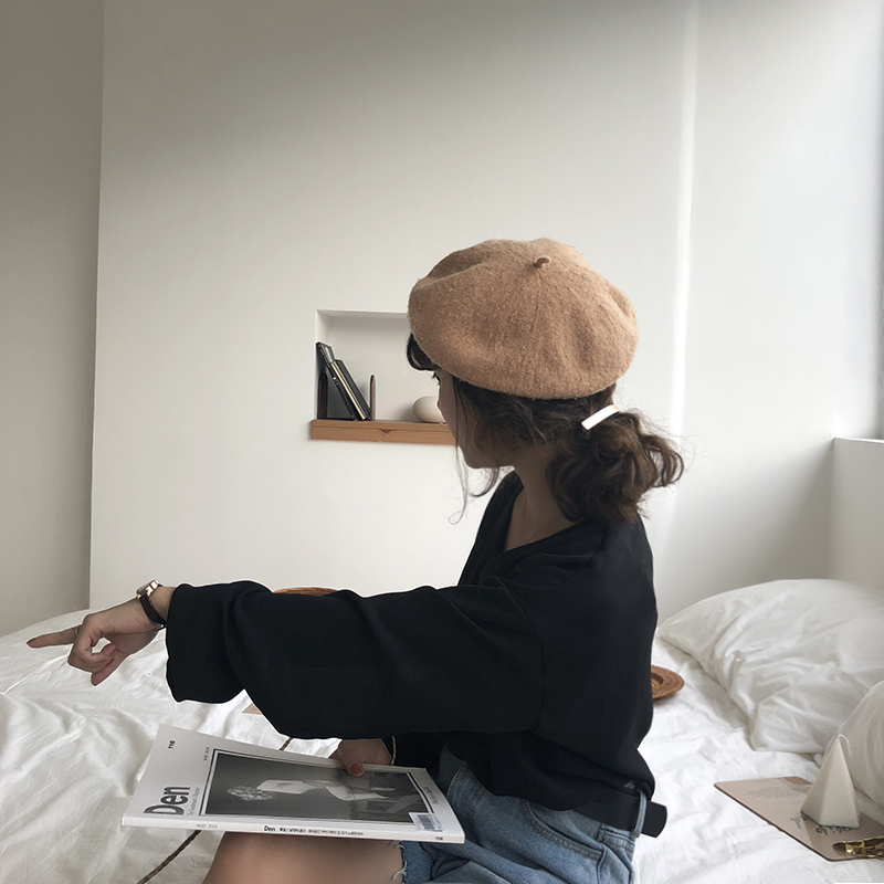 Áo mùa thu nữ béo mm200 kg chic lỏng mỏng V-cổ khí chất áo voan dài tay áo trùm đầu áo sơ mi nữ