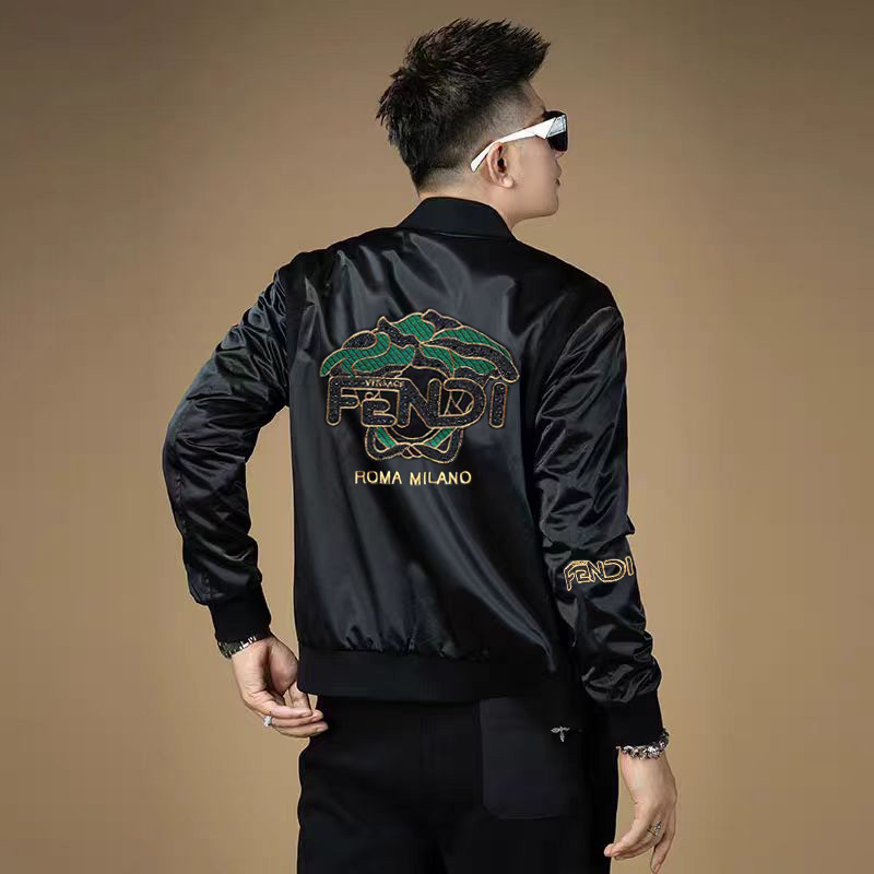 European High-Quality Stand-Up Collar Jacket for Men, Spring and Autumn 2026 New Trendy Sequin Embroidered Casual Baseball Jacket