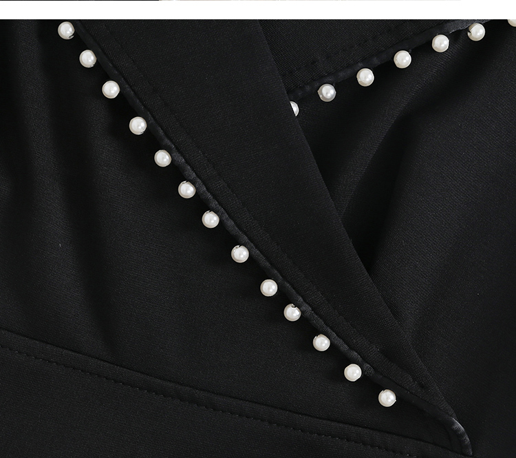 VK旗艦店 韓國風刺繡蕾絲羽毛釘珠西服領長袖洋裝