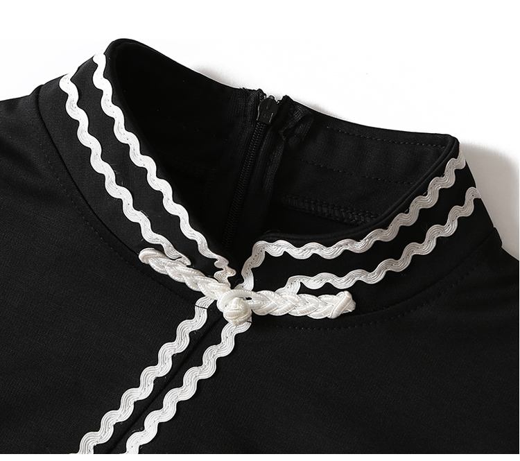 VK旗艦店 中國風復古純色盤扣旗袍短褲套裝長袖褲裝