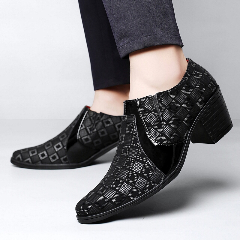 Men's High-Heeled Leather Shoes, Pointed-Toe High Heels, British and Korean Style Leather Shoes, British Hairstylist Trendy Shoes, Height-Increasing 6cm Leather Shoes Men's High-Heeled Leather Shoes, Pointed-Toe High Heels, British and Korean Style Leather Shoes, British Hairstylist Trendy Shoes, Height-Increasing 6cm Leather Shoes