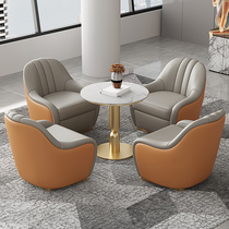 Light luxury single sofa chair reception table and chairs minimalist leather leisure chair business reception single chair negotiation sofa combination