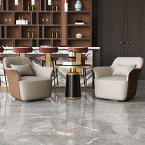 Light luxury modern sofa and chair business negotiation table and chair Italian swivel leisure chair leather single reception sofa combination