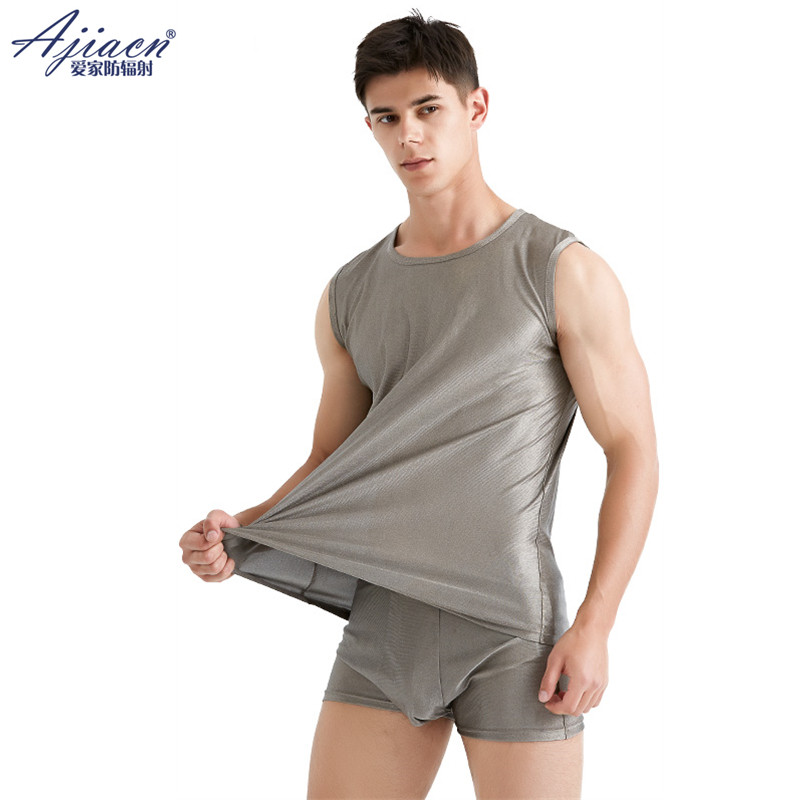 Love home new men's radiation protection 100% silver fiber vest shorts at home to work silver fiber underwear