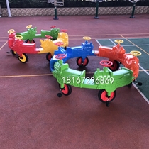 Childrens turn car Kindergarten plastic 4-person 6-person multi-person team to help step on the cartoon turn car