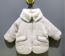 Korean small and medium-sized childrens clothing 20 winter boys and girls baby hair collar cotton-padded jacket warm cotton coat
