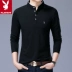 Playboy Áo thun nam mùa xuân nam dài tay đứng cổ áo trẻ trung Quần áo cotton nam Quần áo mùa thu Hàn Quốc Áo sơ mi - Áo phông ngắn áo thun  Áo phông ngắn