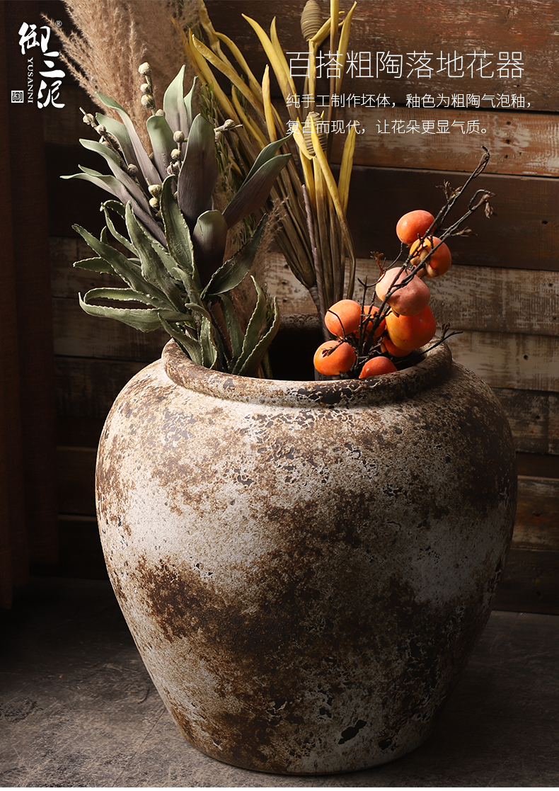 Ceramic VAT coarse clay manual circle altar tank clay flowerpot tank floor furnishing articles courtyard garden