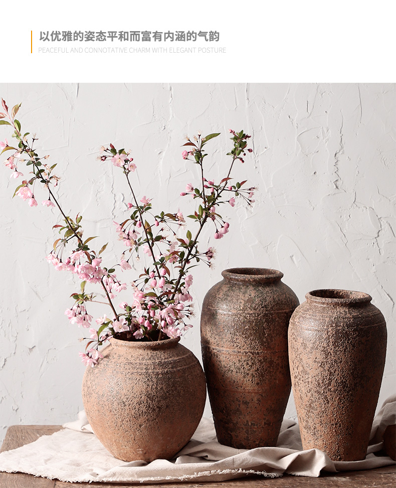 Manual coarse TaoHua device do old POTS of jingdezhen ceramic dry flower vase hand made Japanese teahouse zen flowerpot