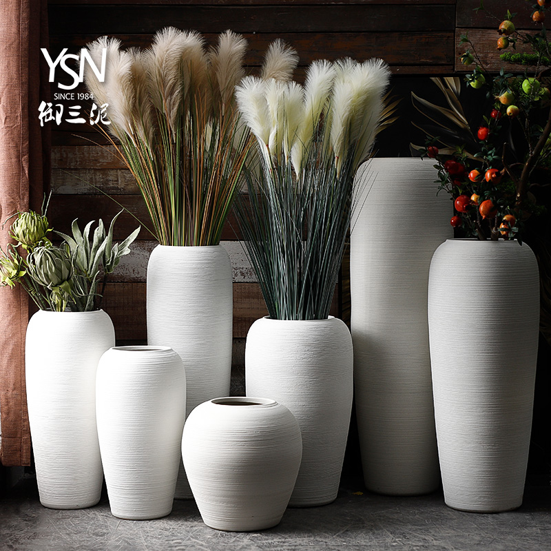 Jingdezhen ceramic big vase Nordic dried flower arranging flowers sitting room adornment is placed I and contracted white clay landing