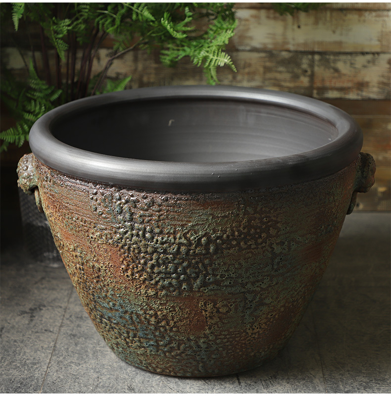 The Head of archaize ceramic VAT coarse pottery aquarium furnishing articles courtyard garden manual tank landing of large diameter flowerpot