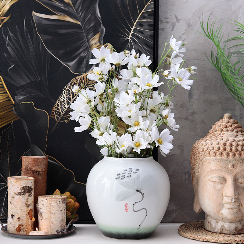 I and contracted sitting room of the new Chinese style flower arranging golden vase home furnishing articles table dry flower adornment European ceramic coating