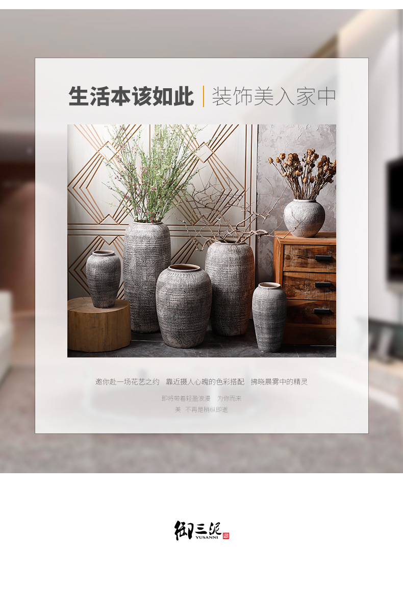 Contracted and I ceramic dry flower vase restoring ancient ways furnishing articles sitting room put flowerpot coarse pottery flowerpot more meat POTS decoration