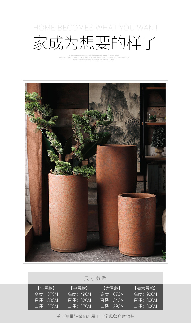 Royal three coarse pottery mud zen ceramic flowerpot vase flower bed sitting room green plant to heavy plant furnishing articles modern decoration