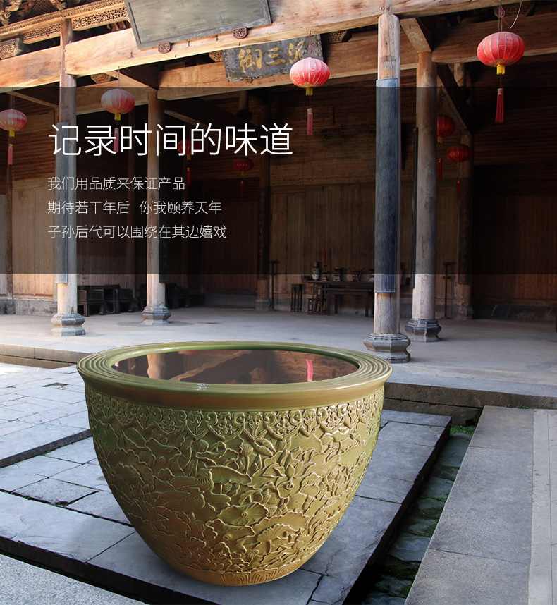 Jingdezhen ceramic cylinder to heavy tank lotus Chinese cornucopia courtyard sitting room design of ceramic cylinder water lily its