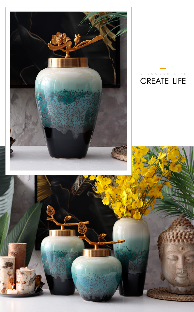 I and contracted sitting room of the new Chinese style flower arranging desktop home furnishing articles dried flower adornment European ceramic glaze vase