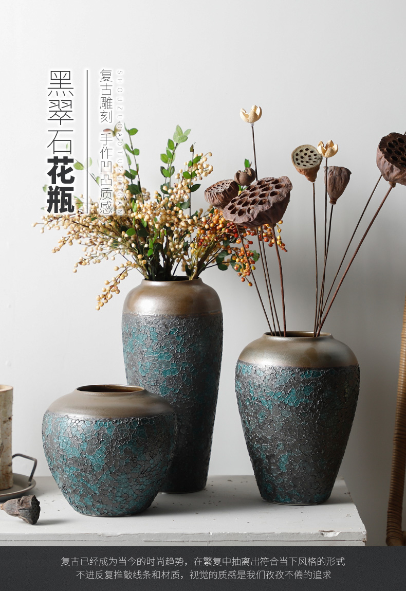 Restoring ancient ways is the American pastoral modern ceramic vase living room table flower arranging some ceramic pot dry flower adornment furnishing articles