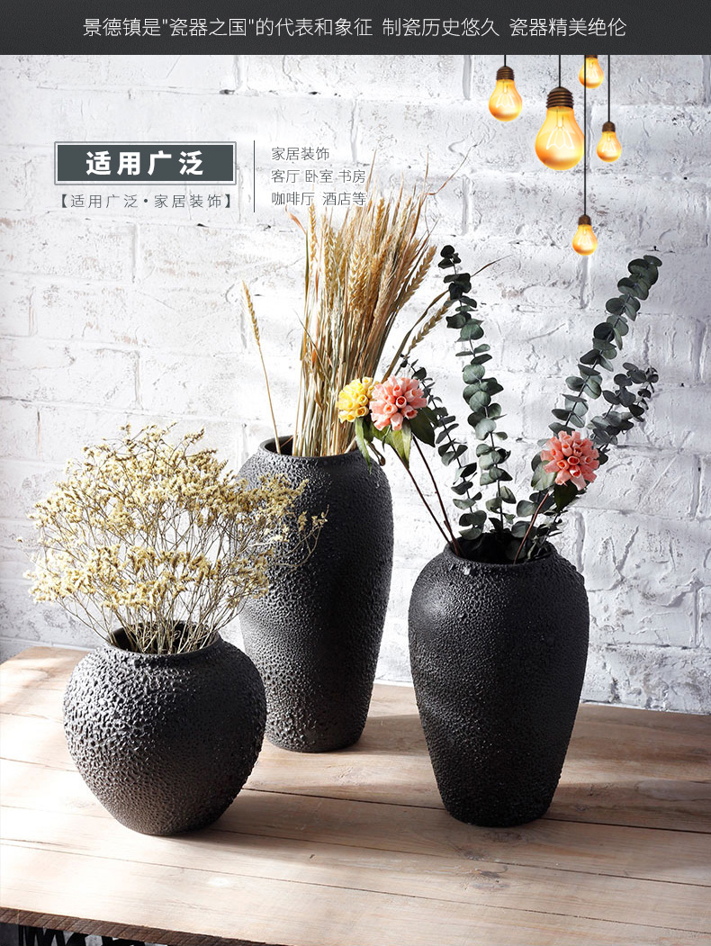 Jingdezhen ceramic vase landing Nordic I and contracted, dried flowers, flower arrangement sitting room adornment is placed to restore ancient ways pottery basin