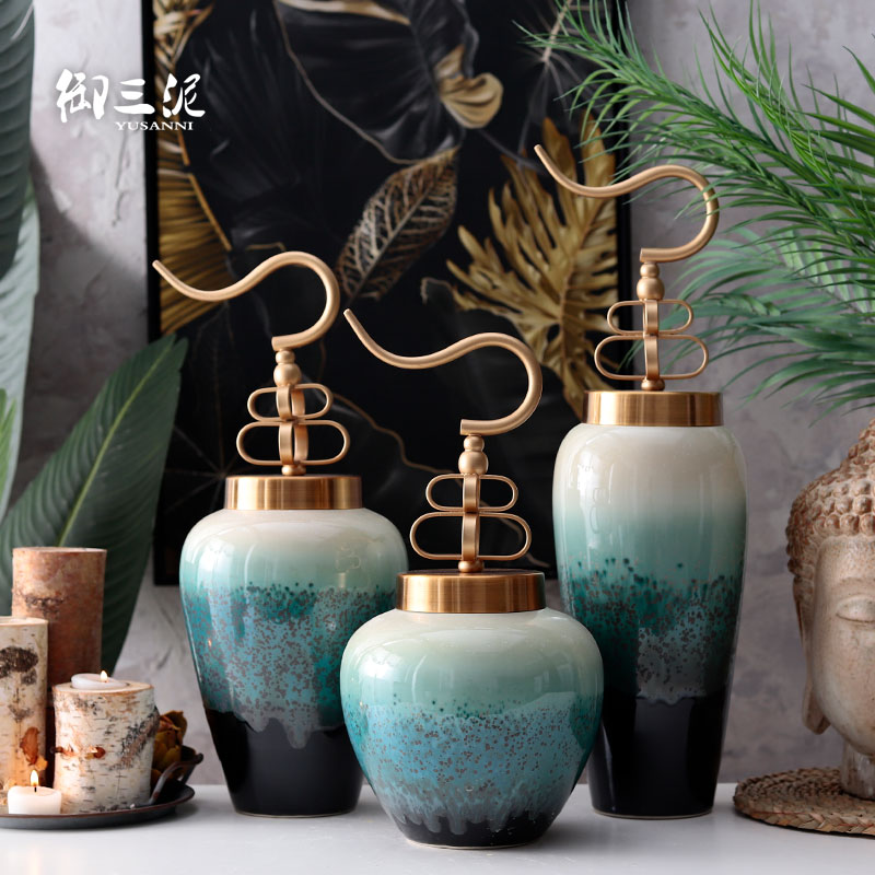 I and contracted sitting room of the new Chinese style flower arranging desktop home furnishing articles dried flower adornment European ceramic glaze vase