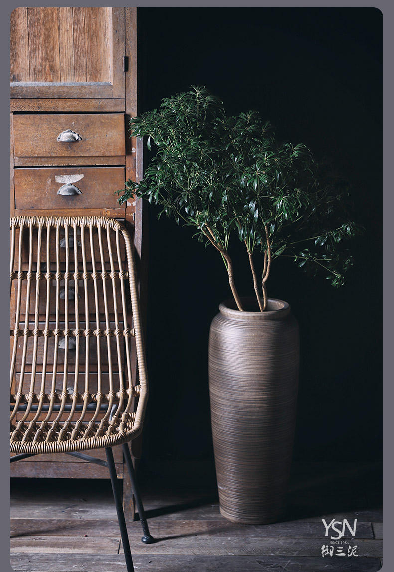 Sitting room coarse pottery urn landing large Chinese bottle arranging flowers restore ancient ways the balcony flowerpot three mud jingdezhen ceramic vase