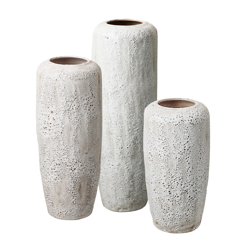 Dried flowers flower arrangement sitting room adornment I and contracted white creative home vase Nordic furnishing articles coarse pottery restoring ancient ways
