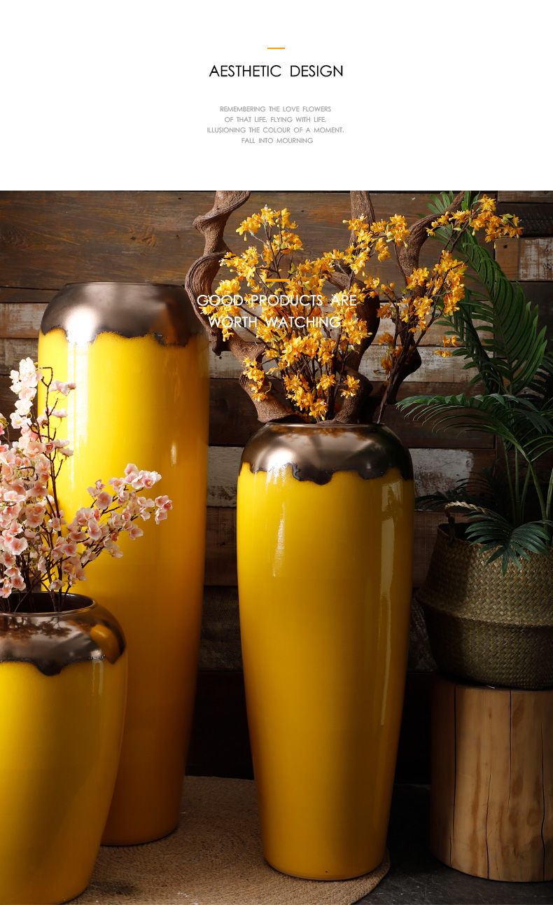 Ceramic vase simulation flower adornment flower arranging ground large porcelain decoration big yellow plutus festival furnishing articles sitting room