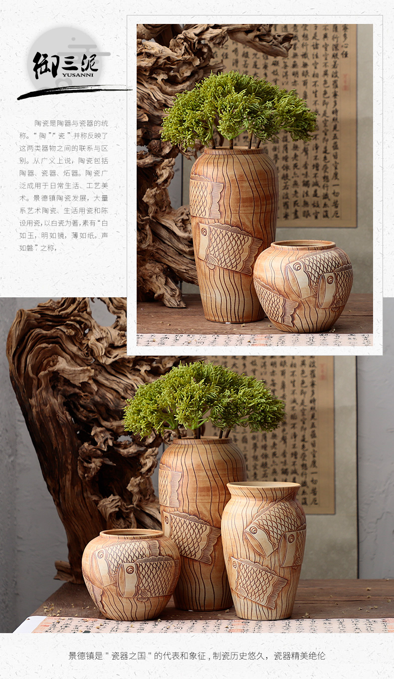 Manual its pottery rural meaty plant potted flower pot vase coarse pottery dried flowers flower arrangement furnishing articles ornaments