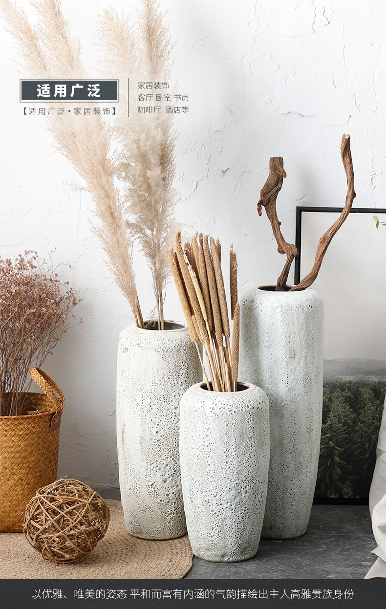 Dried flowers flower arrangement sitting room adornment I and contracted white creative home vase Nordic furnishing articles coarse pottery restoring ancient ways