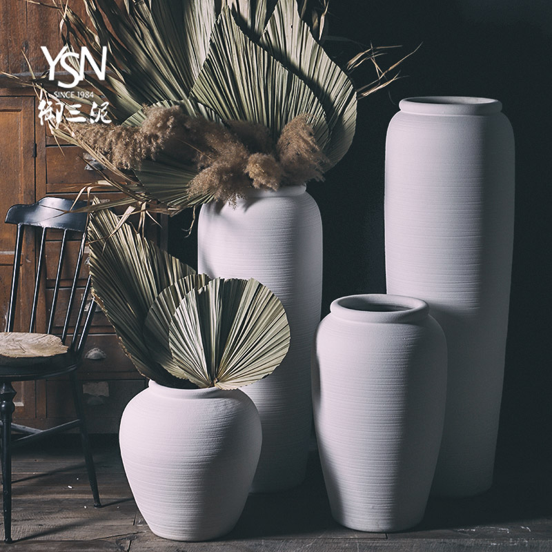 Royal three coarse pottery Nordic white mud of large vase wedding dry flower arranging flowers decorative furnishing articles contracted and I wind