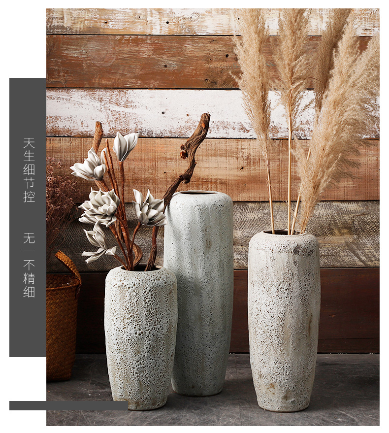 Jingdezhen ceramic vase landing Nordic I and contracted, dried flowers, flower arrangement sitting room adornment is placed to restore ancient ways pottery basin