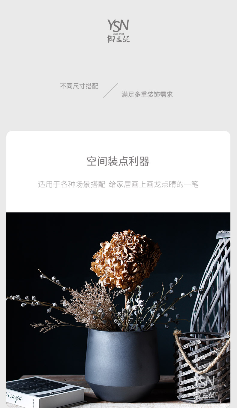 Zen decorative furnishing articles ceramic dry flower vase Nordic contracted home stay facility minimalist Japanese small and pure and fresh flower arranging the living room