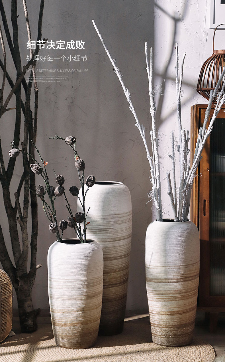 Royal clay ceramic vases, I and contracted landing three northern wind does coarse dry flower is placed some ceramic pot sitting room adornment