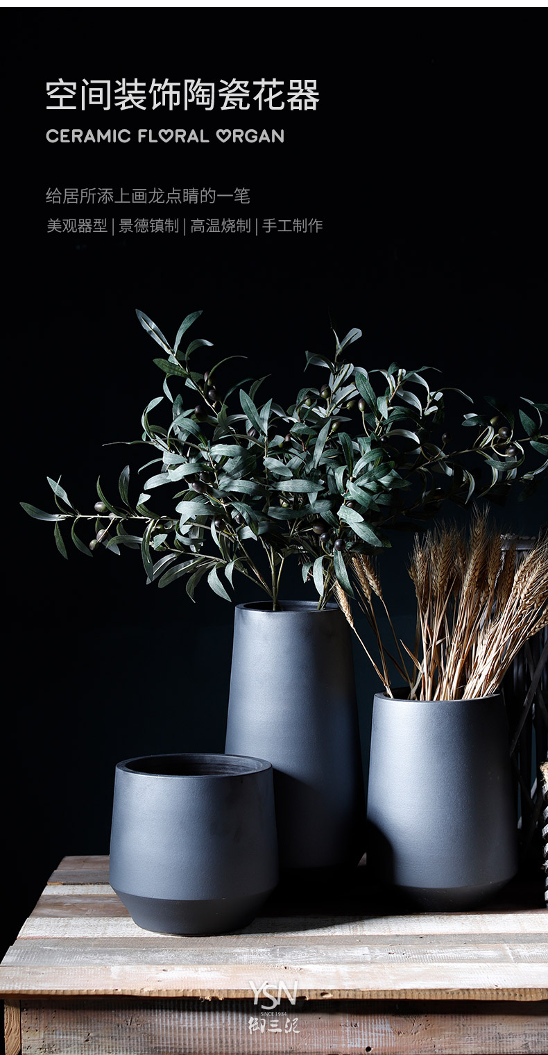 Zen decorative furnishing articles ceramic dry flower vase Nordic contracted home stay facility minimalist Japanese small and pure and fresh flower arranging the living room