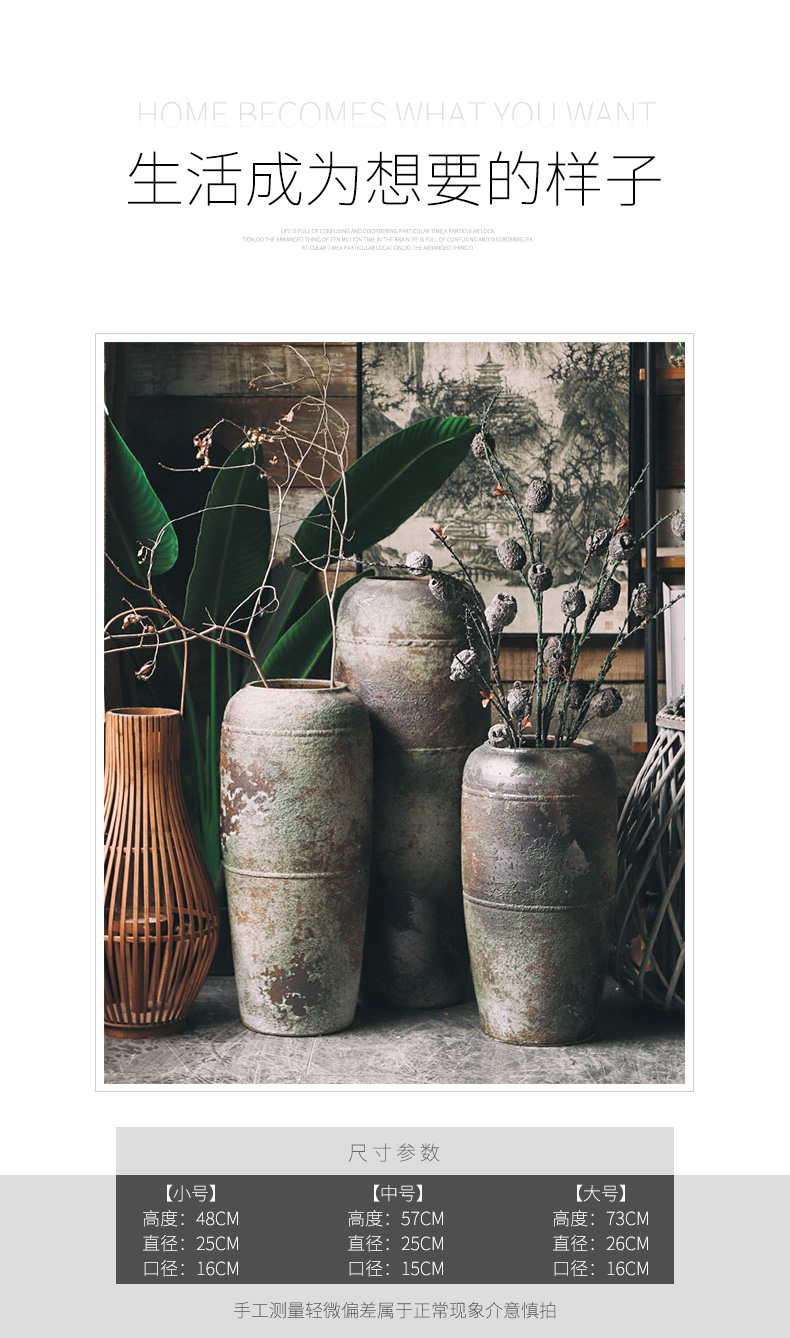 Royal three coarse pottery mud zen restoring ancient ways is the living room a study place clay ceramic vases, flower arranging dried flowers decorate the ground