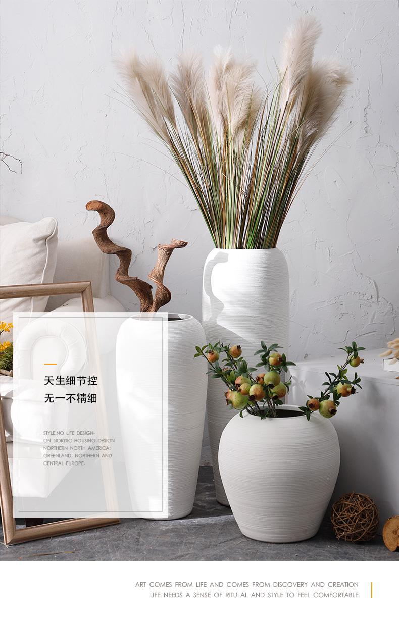 Jingdezhen ceramic big vase Nordic sitting room dry flower arranging flowers, white pottery decorative furnishing articles I and contracted landing