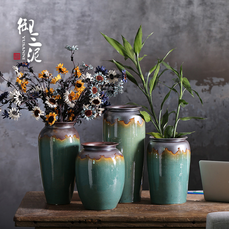 Jingdezhen Ceramic New Chinese Vase Fittings Living Room with Guangbamboo Digital Pot Flower Pot