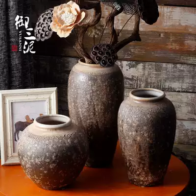 Coarse pottery ceramic countertop dry flower vase Jingdezhen handmade flower decoration retro simulation flower decoration decoration