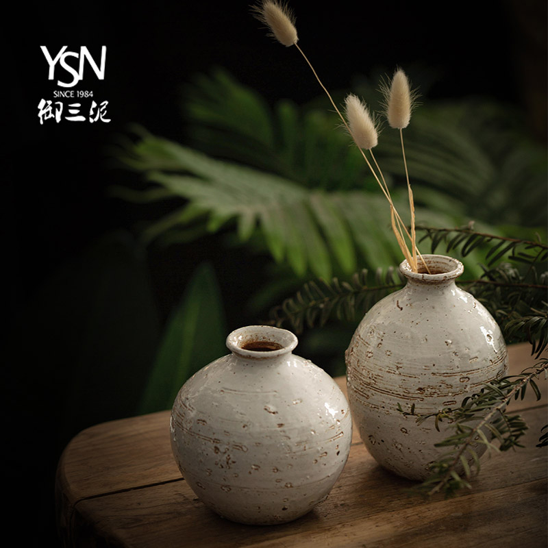 Coarse pottery clay miniature ceramic vase Japanese ceramic vase Coarse pottery flower implement tea zen Chinese style household furnishing articles