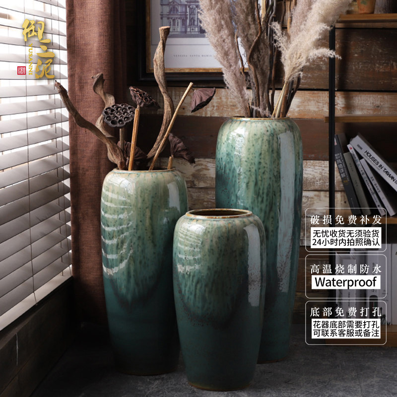 Vase furnishing articles flower arranging large sitting room ground jingdezhen ceramic checking contracted Nordic artical Vase