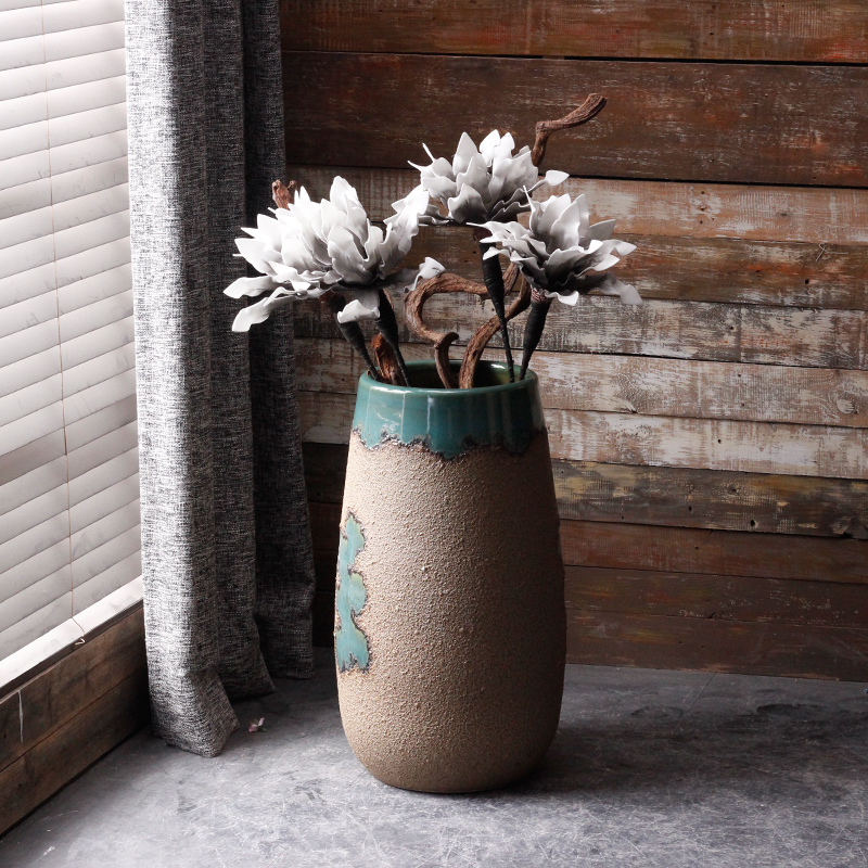 Large ceramic floor vase flower arrangement sitting room creative furnishing articles American European household adornment courtyard garden flowerpot
