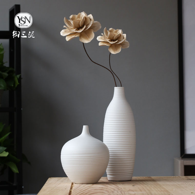 Coarse pottery white porcelain dried flower vase contracted and I the white flower arrangement home sitting room adornment ceramics furnishing articles