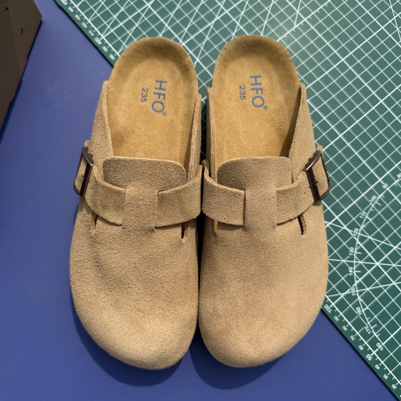 Genuine Leather Closed-Toe Slippers, Spring 2026 New Birkenstock-Style Shoes, Round-Toe Slippers, Flat-Soled Outdoor Casual Half-Slippers, Lazy Shoes