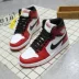 Giày bóng rổ nữ Aj1 Giày bóng rổ nhỏ sét phiên bản Hàn Quốc của giày cao cấp giày nam air Force one Chicago chicai 1 đen và đỏ boot trắng cao cổ Giày cao gót