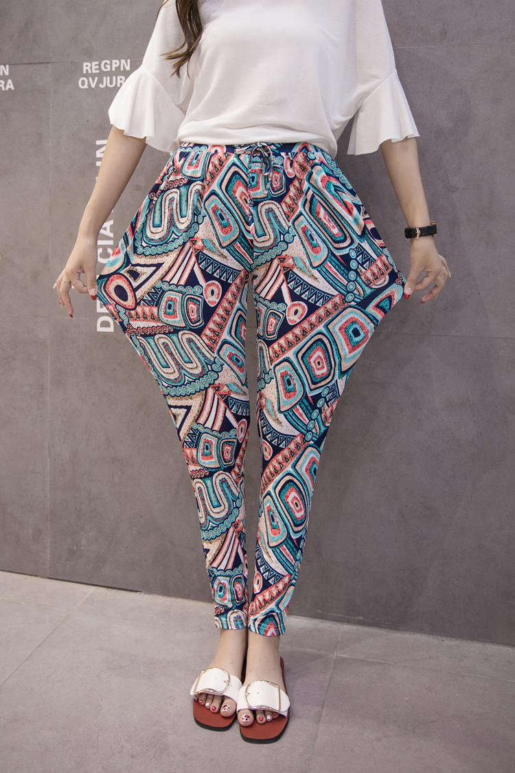 Mùa hè retro sữa lụa boho bãi biển quần harem quần của phụ nữ quần rộng kích thước lớn hoa quần quần chân - Khởi động cắt quần nữ công sở