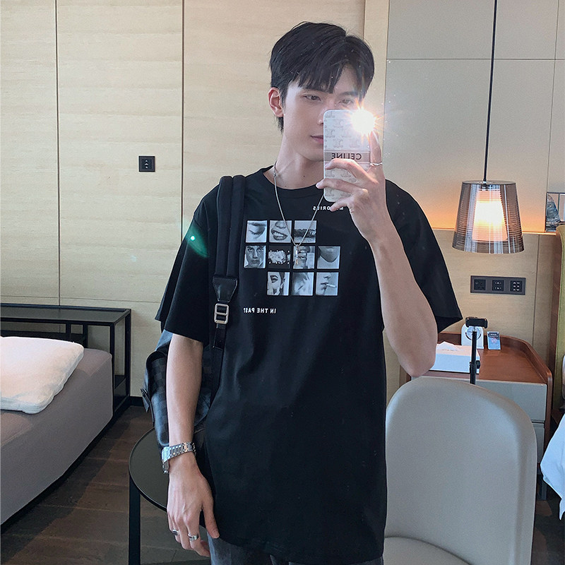 Hualun summer ice silk cotton printed t-shirt men's short-sleeved ins trendy brand super hot all-match pure cotton 2021 new trend